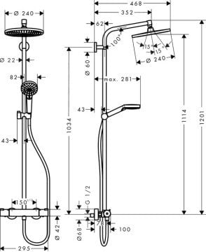 Hansgrohe Crometta S 240 Termostatik Oval Duş Kolonu