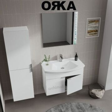 Orka Purus 80 cm Düz Aynalı Asma Banyo Dolabı
