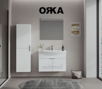 Orka Purus 80 cm Düz Aynalı Asma Banyo Dolabı