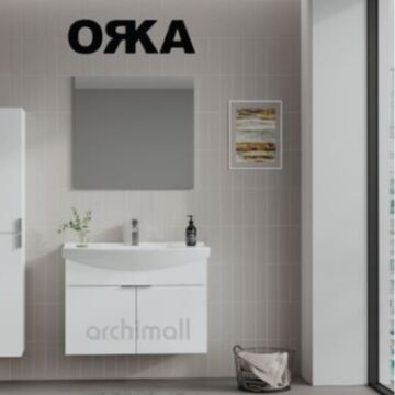 Orka Purus 80 cm Düz Aynalı Asma Banyo Dolabı