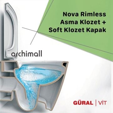 Güral Nova Rimless Asma Klozet + PP Soft Klozet Kapak