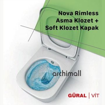 Güral Nova Rimless Asma Klozet + PP Soft Klozet Kapak