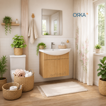 Orka Purus 65 cm Düz Aynalı Asma Banyo Dolabı