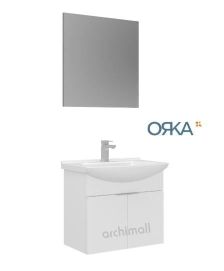 Orka Purus 65 cm Düz Aynalı Asma Banyo Dolabı PARLAK BEYAZ
