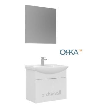 Orka Purus 65 cm Düz Aynalı Asma Banyo Dolabı PARLAK BEYAZ