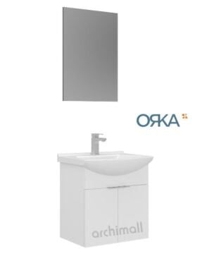 Orka Purus 55 cm Düz Aynalı Asma Banyo Dolabı PARLAK BEYAZ