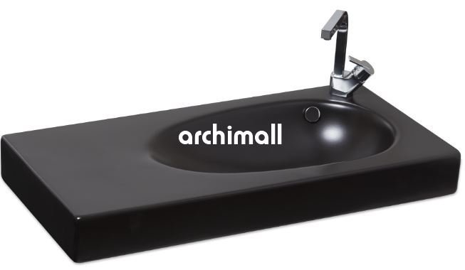 Bunda Batarya Delikli 91x45cm Etajerli Lavabo Mat Siyah