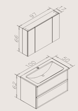 Orka Nuvola 100 cm Asma Banyo Dolabı
