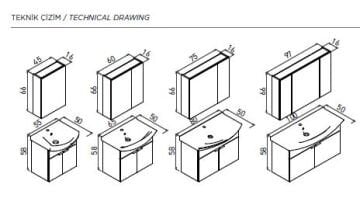 Orka Purus 65 cm Ayna Dolaplı Asma Banyo Dolabı