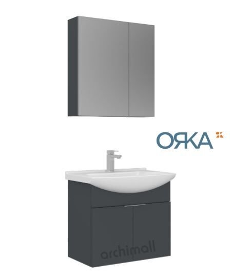 Orka Purus 65 cm Ayna Dolaplı Asma Banyo Dolabı MAT ANTRASİT