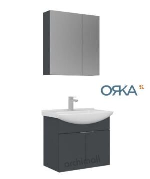 Orka Purus 65 cm Ayna Dolaplı Asma Banyo Dolabı MAT ANTRASİT