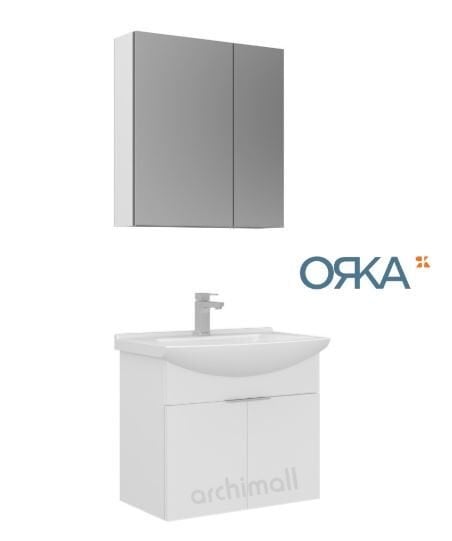 Orka Purus 65 cm Ayna Dolaplı Asma Banyo Dolabı PARLAK BEYAZ