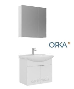 Orka Purus 65 cm Ayna Dolaplı Asma Banyo Dolabı PARLAK BEYAZ