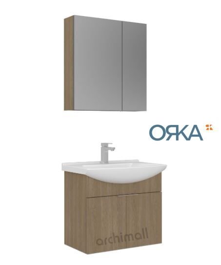 Orka Purus 65 cm Ayna Dolaplı Asma Banyo Dolabı BUDVA