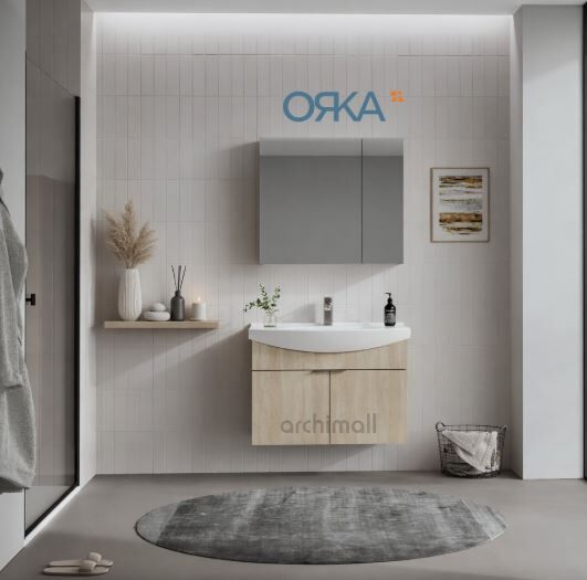 Orka Purus 80 cm Ayna Dolaplı Asma Banyo Dolabı