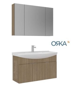 Orka Purus 100 cm Ayna Dolaplı Asma Banyo Dolabı PARLAK BEYAZ