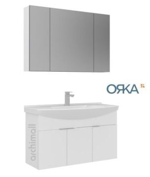 Orka Purus 100 cm Ayna Dolaplı Asma Banyo Dolabı MAT ANTRASİT