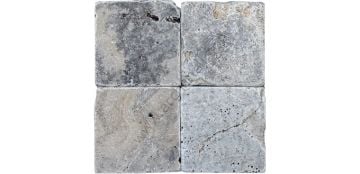 Delta Doğaltaş 10x10 cm Eskitme Silver Traverten