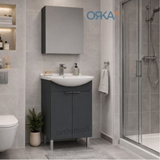 Orka Purus 55 cm Ayna Dolaplı Ayaklı Banyo Dolabı