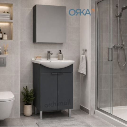 Orka Purus 55 cm Ayna Dolaplı Ayaklı Banyo Dolabı