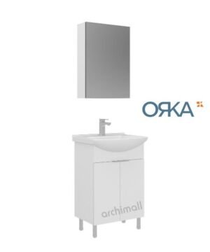 Orka Purus 55 cm Ayna Dolaplı Ayaklı Banyo Dolabı PARLAK BEYAZ