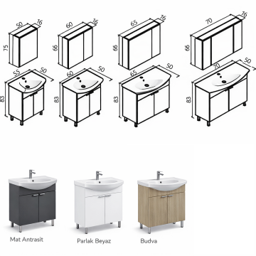 Orka Purus 55 cm Ayna Dolaplı Ayaklı Banyo Dolabı