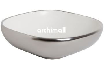 Alya 41x41cm Tezgahüstü Lavabo Mat Platin Mat Beyaz