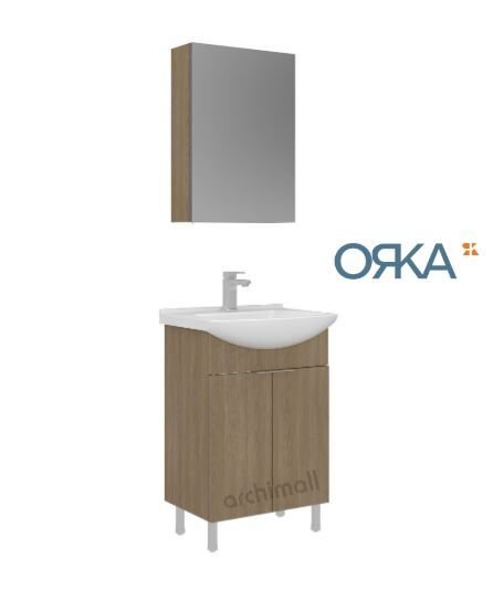 Orka Purus 55 cm Ayna Dolaplı Ayaklı Banyo Dolabı BUDVA