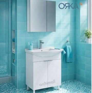 Orka Purus 65 cm Ayna Dolaplı Ayaklı Banyo Dolabı