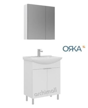 Orka Purus 65 cm Ayna Dolaplı Ayaklı Banyo Dolabı PARLAK BEYAZ