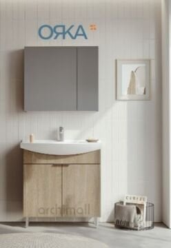 Orka Purus 80 cm Ayna Dolaplı Ayaklı Banyo Dolabı