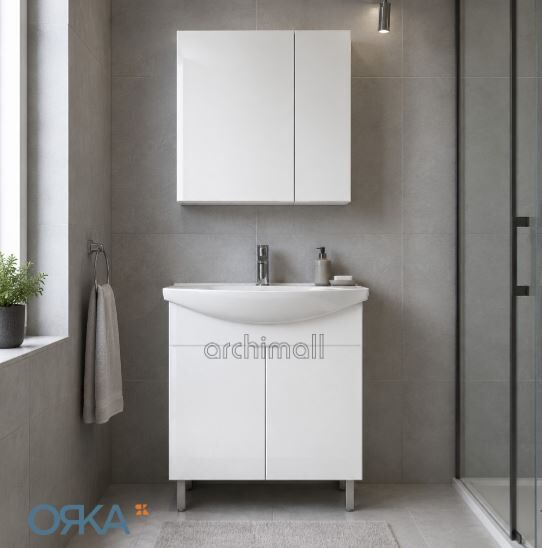Orka Purus 80 cm Ayna Dolaplı Ayaklı Banyo Dolabı