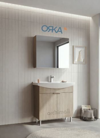 Orka Purus 80 cm Ayna Dolaplı Ayaklı Banyo Dolabı BUDVA