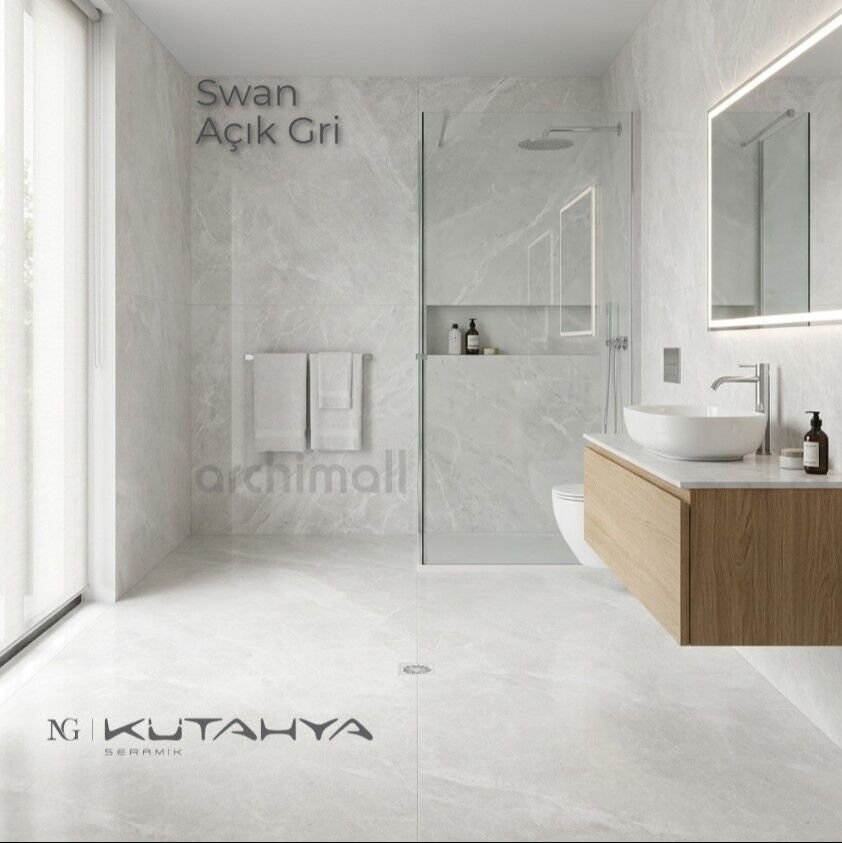 Kütahya Seramik 60x120 Swan mat açık gri porselen karo