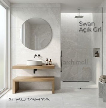 Kütahya Seramik 60x120 Swan mat açık gri porselen karo canlı mekan resmi