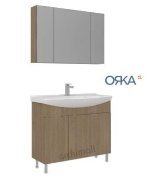 Orka Purus 100 cm Ayna Dolaplı Ayaklı Banyo Dolabı MAT ANTRASİT