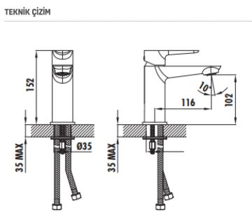 Creavit Pure Lavabo Bataryası PR1500