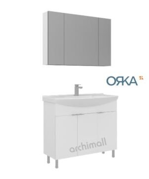 Orka Purus 100 cm Ayna Dolaplı Ayaklı Banyo Dolabı PARLAK BEYAZ