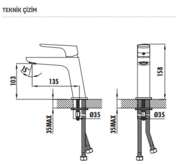 Creavit Slope Lavabo Bataryası SP1500