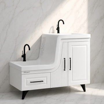 Shower Banyo Ceylin Abdest Dolabı Seti Beyaz - SOL