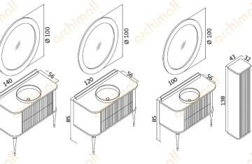 Orka Felice 140 cm Ahşap Ayaklı Banyo Dolabı