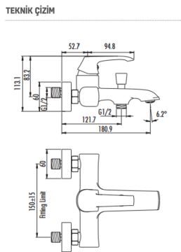 Creavit Avangart Krom Banyo Bataryası AG2500