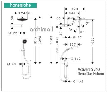 Hansgrohe Activera S 240 Reno Duş Kolonu