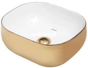 Niv 42x37cm Tezgahüstü Lavabo Altın Beyaz