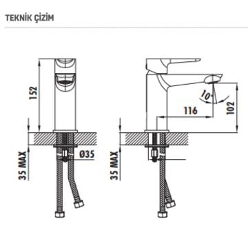 Creavit Nero Lavabo Bataryası NR1500