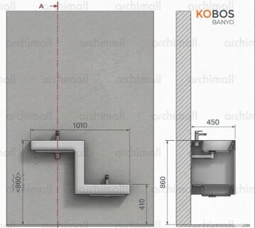 Archimall Kobos Up Down Family fonksiyonel abdest lavabosu beyaz montaj olculeri