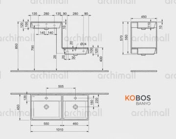 Kobos Up-Down Family Çok Amaçlı Abdest Lavabosu
