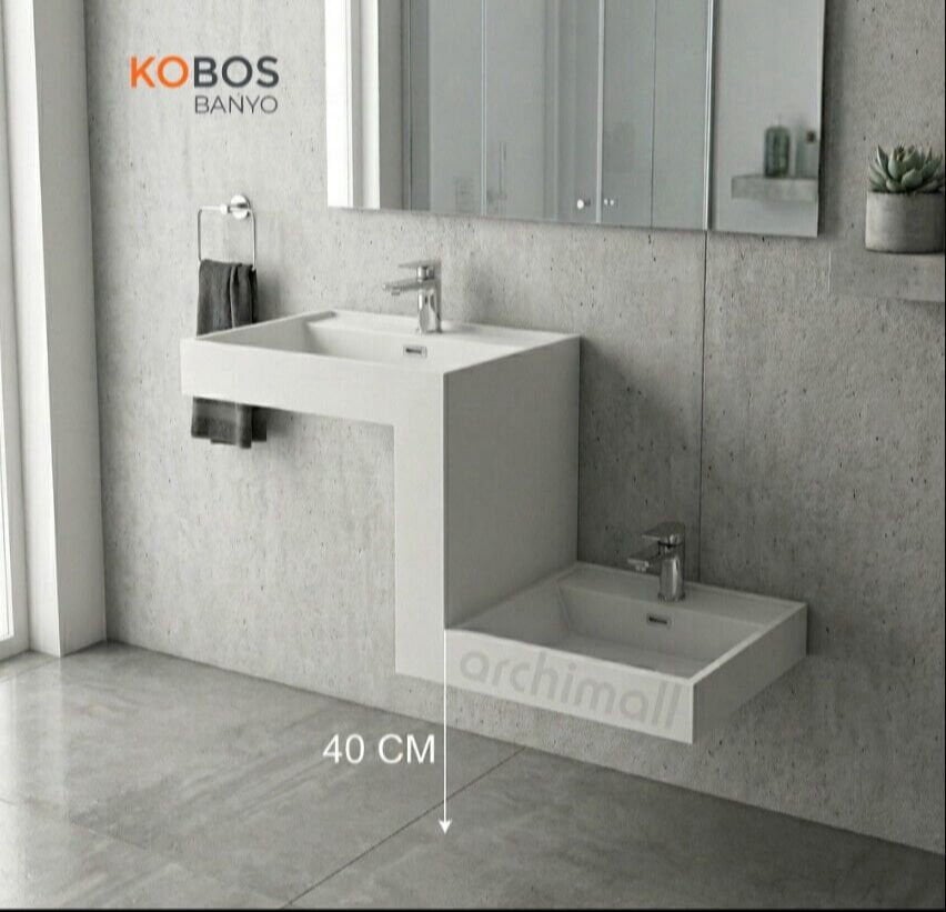 Archimall Kobos Up Down Family fonksiyonel abdest lavabosu beyaz