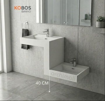 Archimall Kobos Up Down Family fonksiyonel abdest lavabosu beyaz
