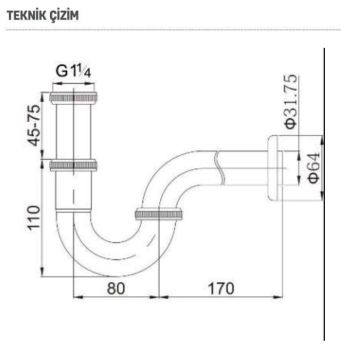 Creavit Krom Lavabo Sifonu Alt Aksam 30 cm SF153